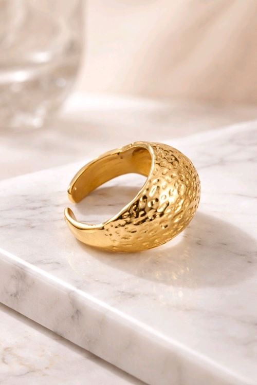 Gold Bombeli Top Yüzük, Ayarlanabilir