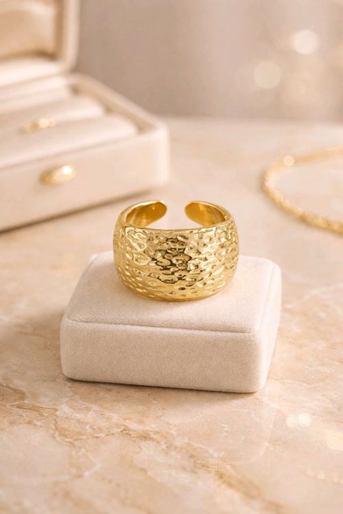 Gold Bombeli Top Yüzük, Ayarlanabilir