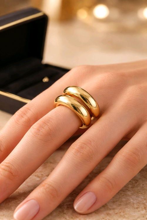 Gold Çift Halka Yüzük, Ayarlanabilir