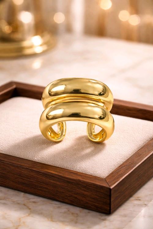 Gold Çift Halka Yüzük, Ayarlanabilir