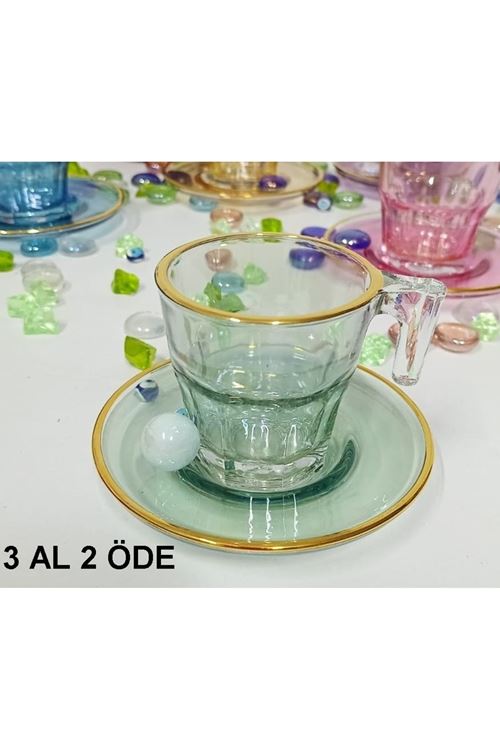 Yeşil Lüster 2 Lı Türk Kahvesi Takımı 70cc