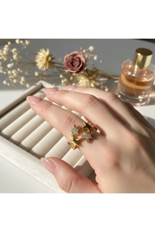 Gold Yıldızlar Yüzük Ayarlanabilir