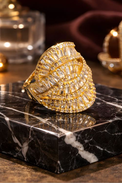 Gold Baget Taşlı Yüzük, Ayarlanabilir