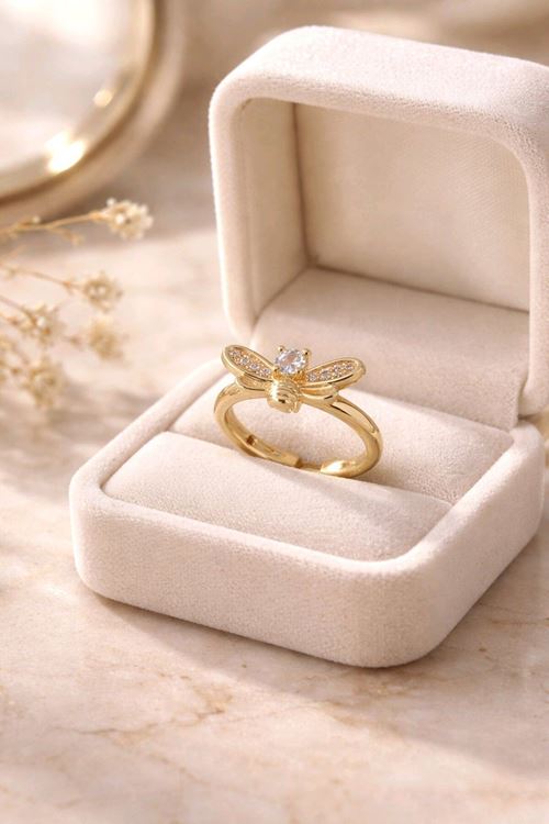 Gold Taşlı Arı Yüzük, Ayarlanabilir