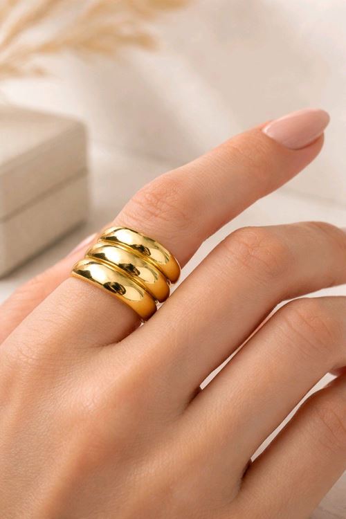 Gold Üç Sıralı Yüzük, Ayarlanabilir
