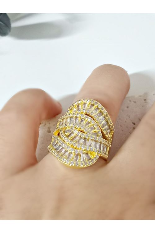 Gold Baget Taşlı Yüzük, Ayarlanabilir