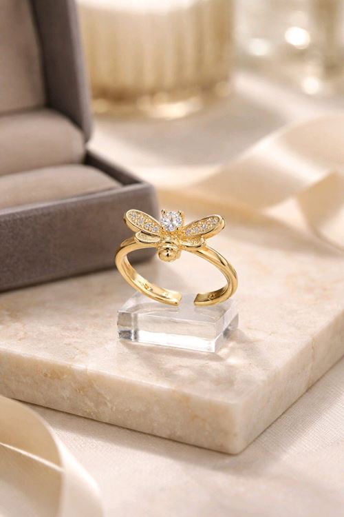 Gold Taşlı Arı Yüzük, Ayarlanabilir