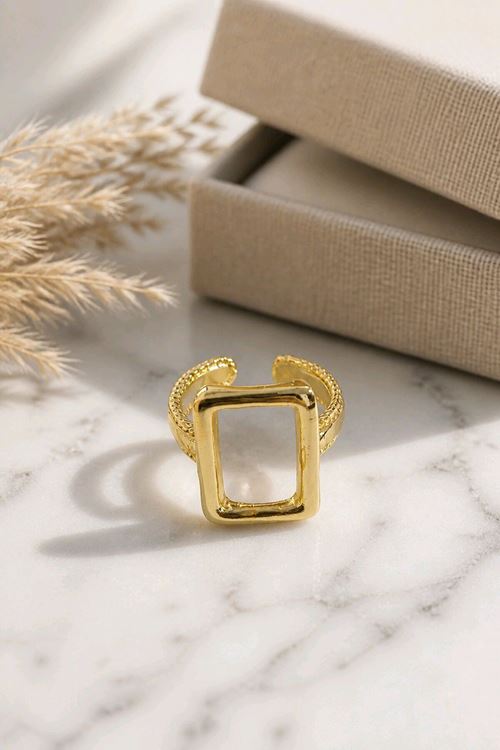 Gold Dörtgen Yüzük, Ayarlanabilir