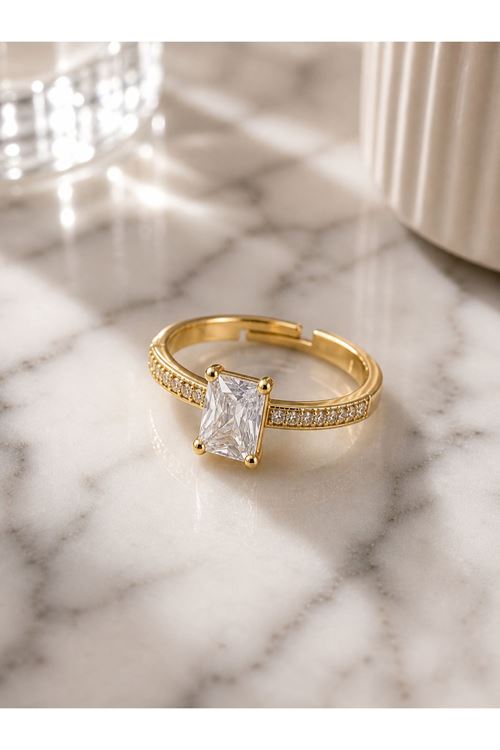Gold Baget Taşlı Yüzük, Ayarlanabilir