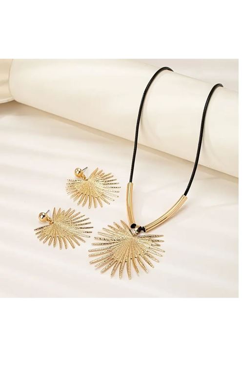3 Parça Gold Kadın Kolye Küpe Seti