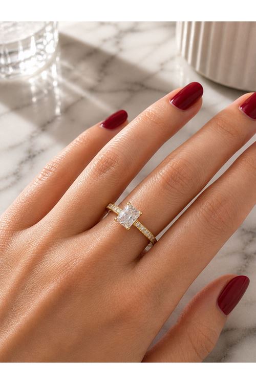 Gold Baget Taşlı Yüzük, Ayarlanabilir