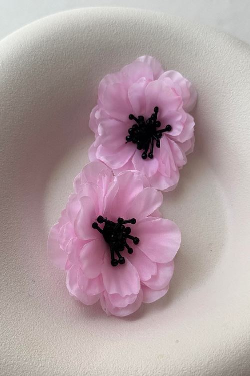 Pembe Kumaş Çiçek Marka Büyük Kadın Küpe