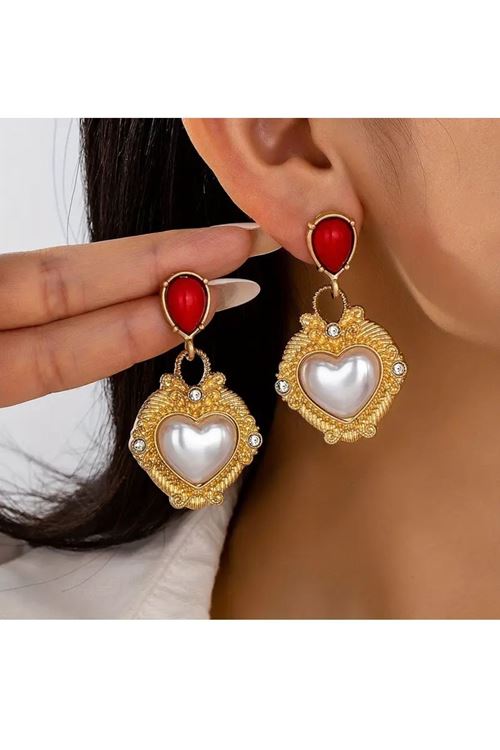 Gold Elegance Kalp Kadın Küpe, 5,7cm