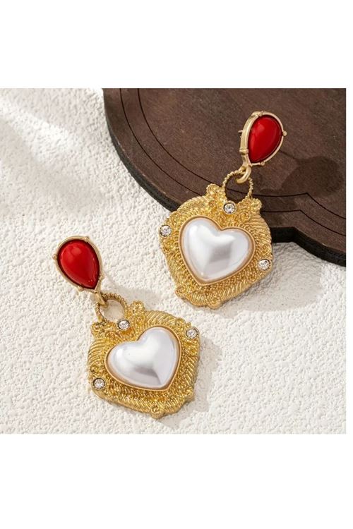Gold Elegance Kalp Kadın Küpe, 5,7cm