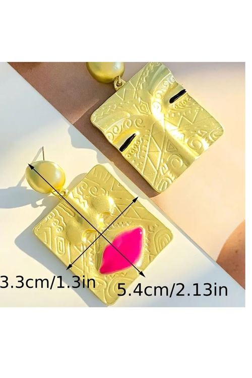 Bohem Tarzı Yarım Yüzlü  Kadın Küpe, Uzunluk:5,4cm