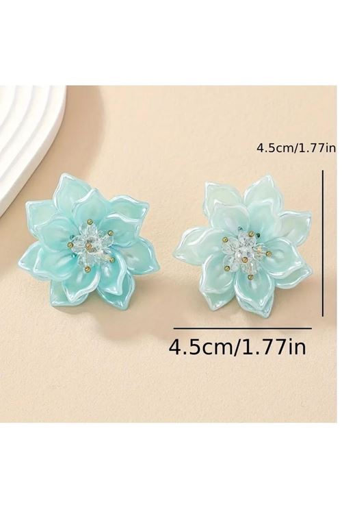 Yeşil Çiçek Şık Kadın Küpe, 4,5cm