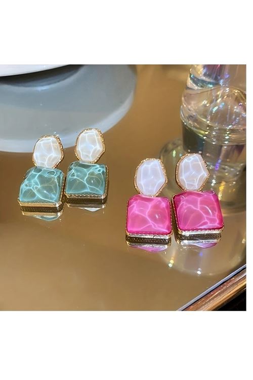 Pembe Beyaz 4 Mevsimlik Gold Kadın Küpe