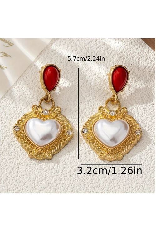 Gold Elegance Kalp Kadın Küpe, 5,7cm