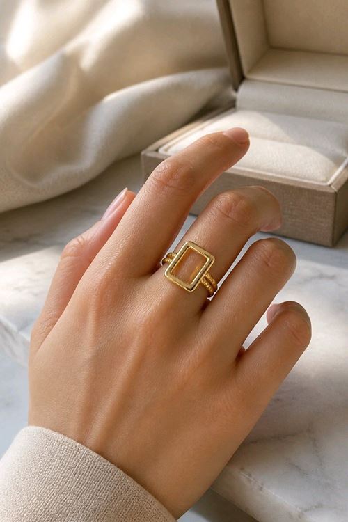 Gold Dörtgen Yüzük, Ayarlanabilir