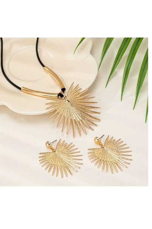 3 Parça Gold Kadın Kolye Küpe Seti