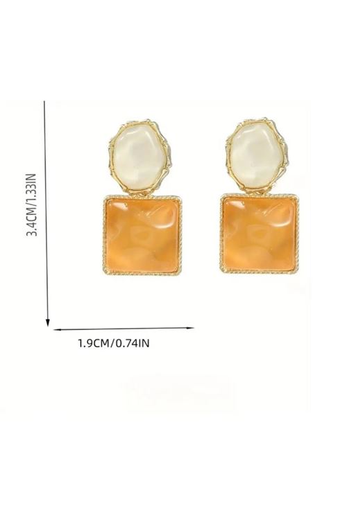 Sarı Beyaz 4 Mevsimlik Gold Kadın Küpe