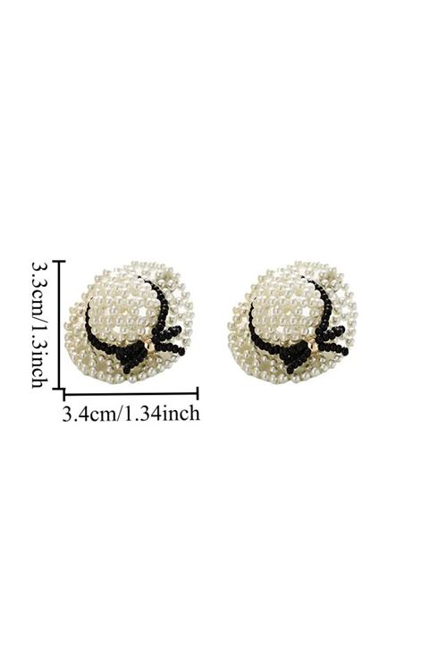 925 Gümüş Iğneli Incili Şapka Şık Kadın Küpe, Çap:3,5cm