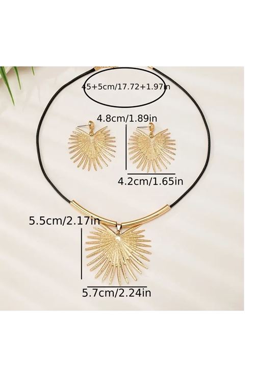 3 Parça Gold Kadın Kolye Küpe Seti