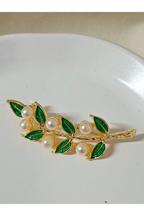 Beyaz İncili Çiçek Broş
