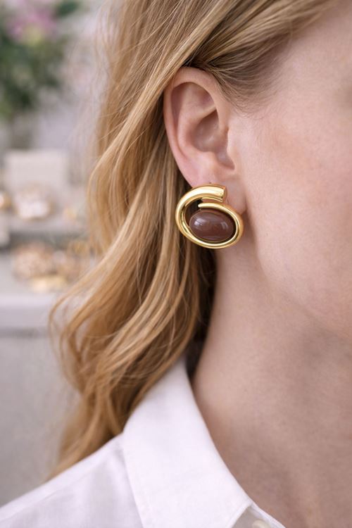 Gold Kahverengi Spiral Küpe, Hafif