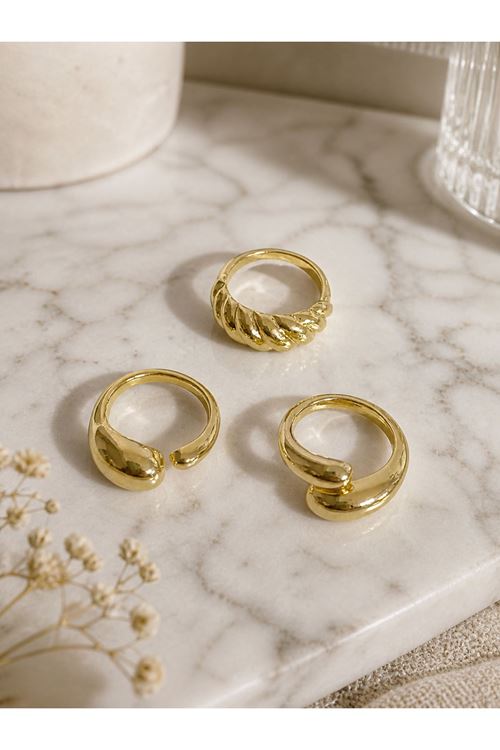 Gold İncili 4 lü Yüzük Seti