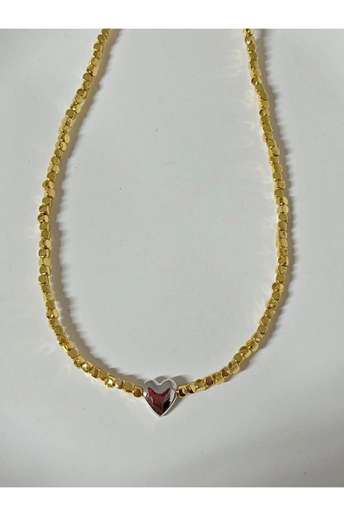 Kalp Uçlu Dorika Gold Şık Abiye Günlük Kadın Kolye