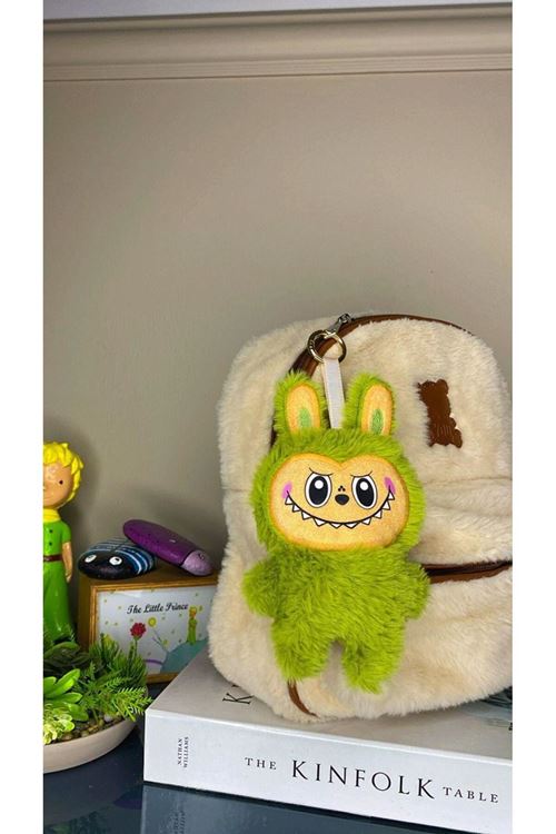 Yeşil Peluş Labubu Çanta Süsü Aksesuarı Anahtarlık, Araba Süsü,Çanta charmı