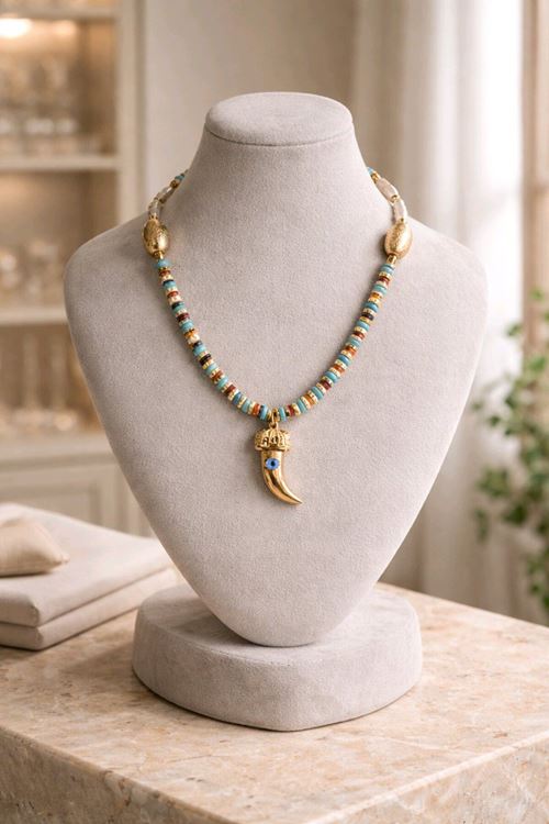 Gold Fİldişi Göz Elegant Kolye