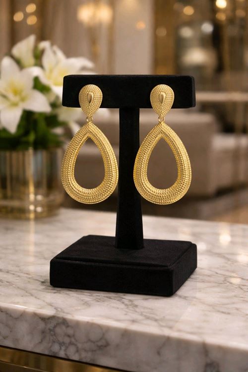 Gold Büyük Sallantılı Uzun Küpe, Çok Hafif