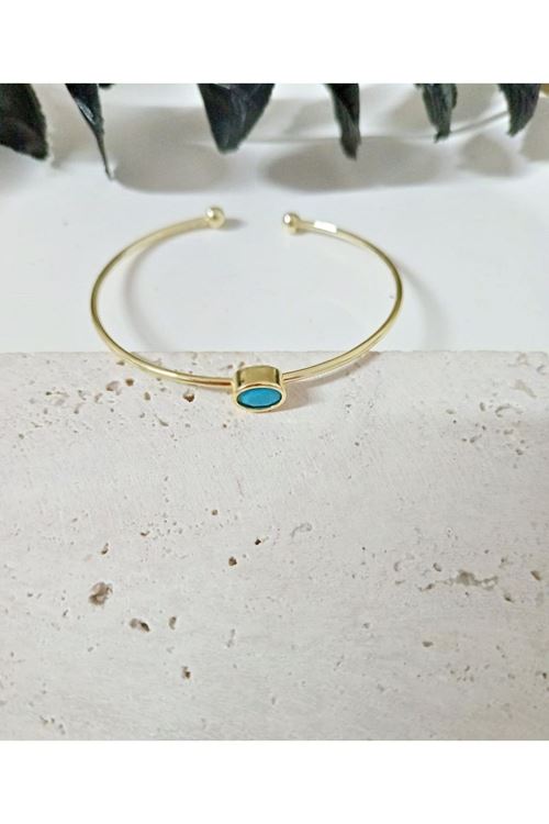 Gold Mavi Opak Taşlı Çıtır Bilezik