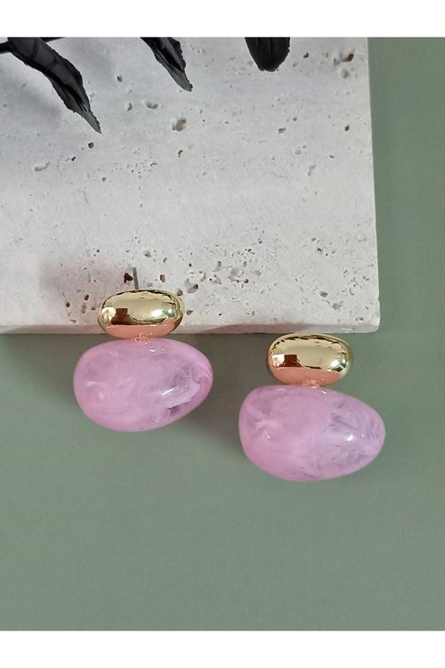 Pembe Bonbon Gold Şık Kadın Küpe