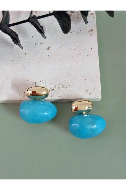 Mavi Bonbon Gold Şık Kadın Küpe