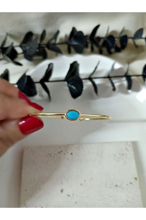 Gold Mavi Opak Taşlı Çıtır Bilezik