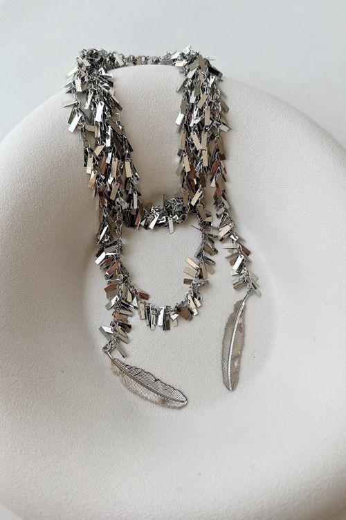 Gümüş Dolamalı Uzun Elegant Kolye