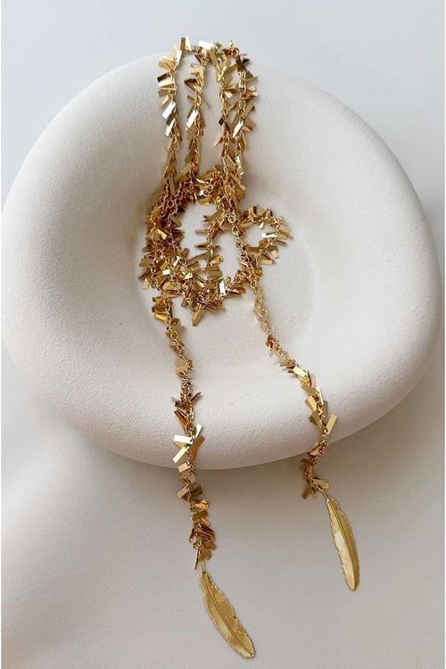 Gold Dolamalı Uzun Elegant Kolye