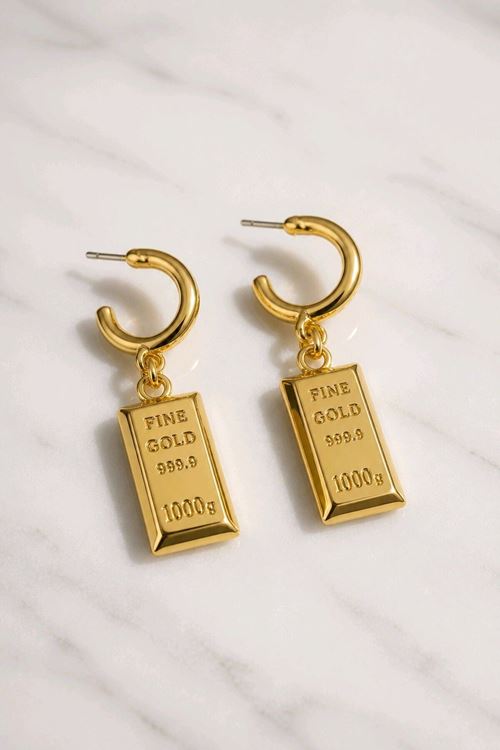 Gold Külçe Sallantılı Küpe,