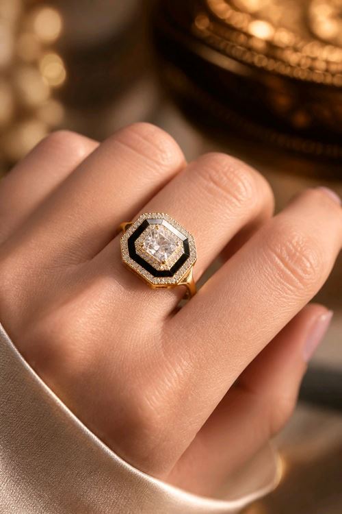 Çelik Gold Taşlı Serenay Yüzük, Ayarlanabilir