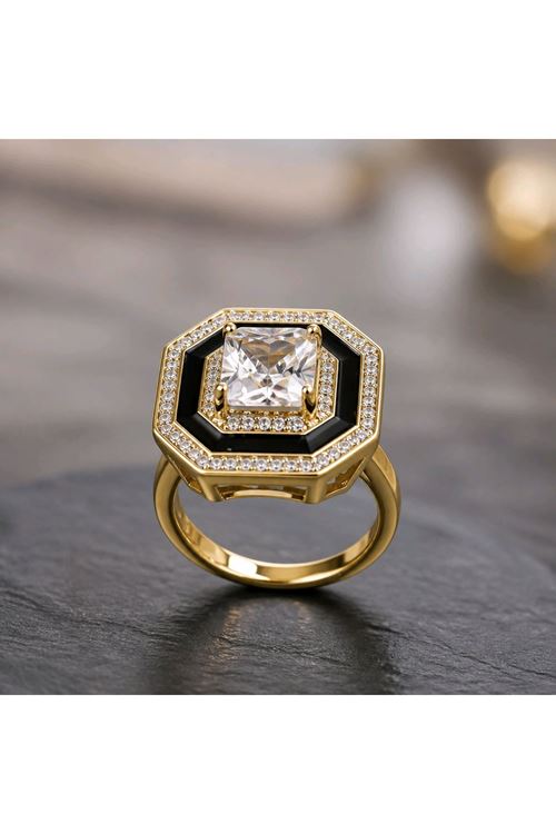 Çelik Gold Taşlı Serenay Yüzük, Ayarlanabilir