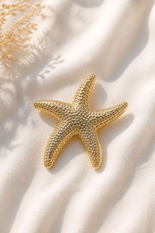 Gold Deniz Yıldızı  Broş, Uzunluk: 4,5cm, Genişlik: 3,5cm