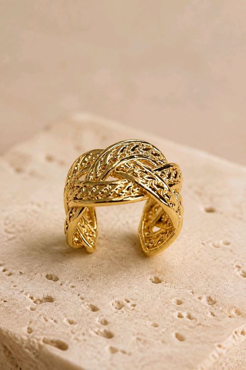 Gold Örgü Yüzük, Ayarlanabilir 
