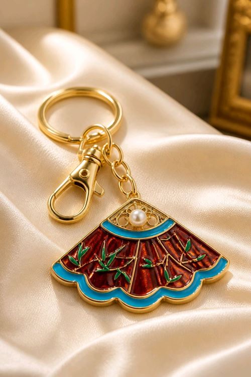 Yelpaze Anahtarlık ve Çanta Aksesuarı, Uzunluk: 9cm 