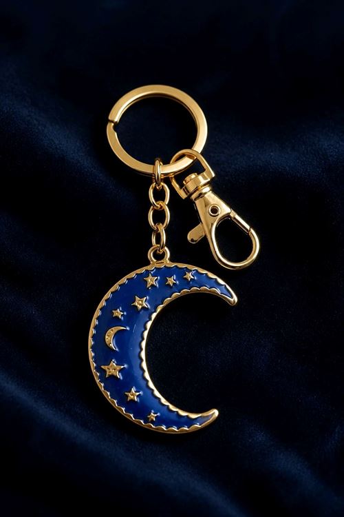 Mavi Ay Anahtarlık ve Çanta Aksesuarı, Uzunluk: 9cm 