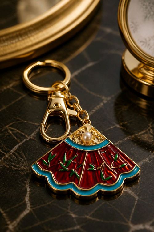 Yelpaze Anahtarlık ve Çanta Aksesuarı, Uzunluk: 9cm 