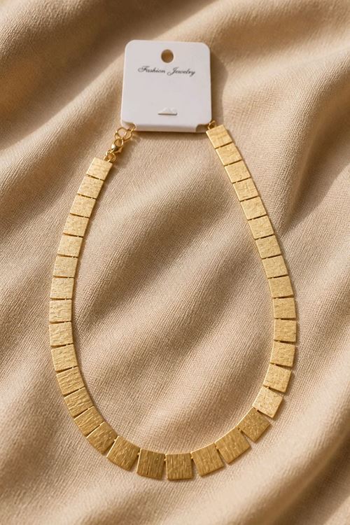Gold Plaka Kararmaz Kolye, Uzunluk: 40+5cm 