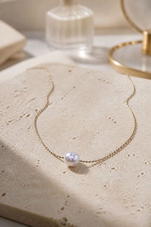 Gold Minimal İncili Kararmaz Kolye, Uzunluk: 45+5cm 